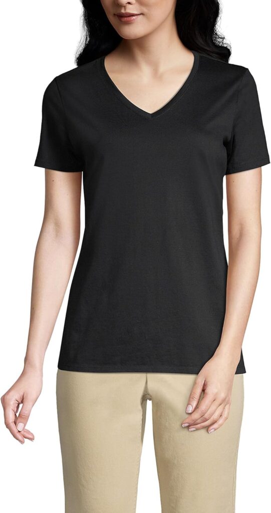 Lands’ End Women’s Relaxed American-Grown Supima Cotton V-Neck T-Shirt