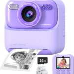 Kids Instant Digital Cameras for Boys and Girls, 1080P HD Dual-Lens Selfie Digital Camera with Print Paper & 32G Card, Christmas Birthday Gifts Toys for Toddler and Teenagers Age 3-16 Years Old