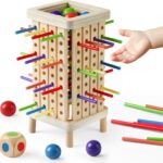 Montessori Game Wooden Board Game, Multiplayer for Kids 4-8, Math Educational, Fine Motor Skill Toy for Girls Boys, Classic Fun Games for Age 3 4 5 6 7 8 Girls Boys Gifts (Regular)