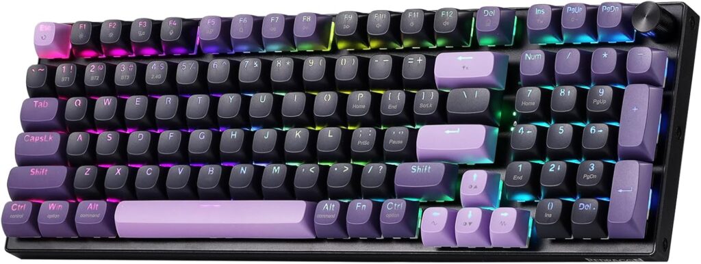 Redragon K740 PRO 98 Keys Wireless RGB Gaming Keyboard, 3-Mode PBT Mechanical Keyboard w/Solid Aluminum Base, Dedicated Knob Control & Hot-Swap Socket, Custom Linear Switch