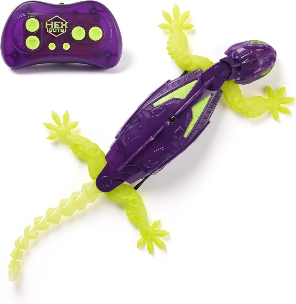 HEX BOTS Glow-in-The-Dark Gecko, Rechargeable Remote Control Robot Kids Toys, Climbs up Walls for Prank Toys & Games, RC Robot for Boys & Girls Ages 4 & Up