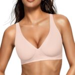 OEAK Womens Deep V Bras Wireless Comfortable Bra Supportive No Underwire Bras Tshirt Push Up Bralettes Plunge Seamless Bra
