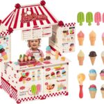 Icecream Cart for Kids,30 Pcs Pretend Play Food Truck, Fort Building STEM Toys Kit ,Ice Cream Shop,Grocery Store Pretend Play,Kids Toys for Girls & Boys(Ages 3+)