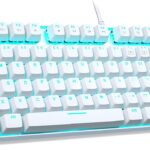 MageGee Mechanical Gaming Keyboard with Blue Switch, Compact 87 Keys Wired Computer Keyboard for Windows Laptop PC Gamer, LED Ice Blue Backlit, White