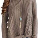 Neineiwu Womens Casual Tops Long Sleeve Cute Twist Knot Waffle Knit Shirts Loose Blouse