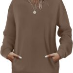 WIHOLL Crewneck Sweatshirts Women Long Sleeve Tops 2025 Fall Fashion Clothes Winter Pullover with Pockets S-2XL