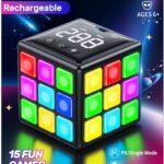 Rechargeable Game Cube – 15-in-1 Fun Brain Memory & Speed Games for Kids – Christmas Easter Birthday Gifts for Boys Girls Ages 6-12+ Years Old – Toys for Kids Teens with Score Screen (Black)