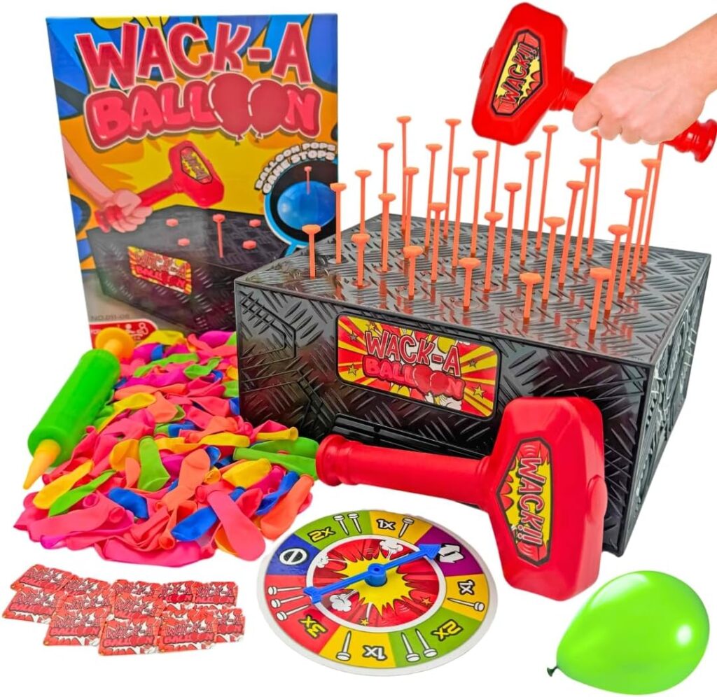 Wack A Balloon – Strategy Balloon Popping Game for Kids and Adults, Family Game Night Favorite, Perfect for Holiday, Party, Classroom Games