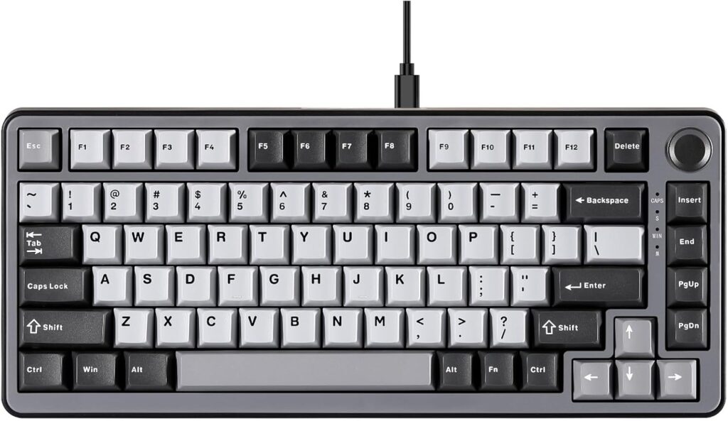YUNZII RT75 Rapid Trigger Wired Gaming Keyboard,Hall Effect Magnetic Switch,Adjustable Actuation Esports,75% TKL Layout with Knob,RGB Backlit, PBT Keycaps for Mac/Win (Black, Outemu Switch)