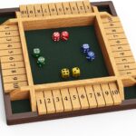 Shut The Box Game, 4 Player Wooden Board Game Dice Game, Classic Math Learning Game for Kids -12″ x 12″