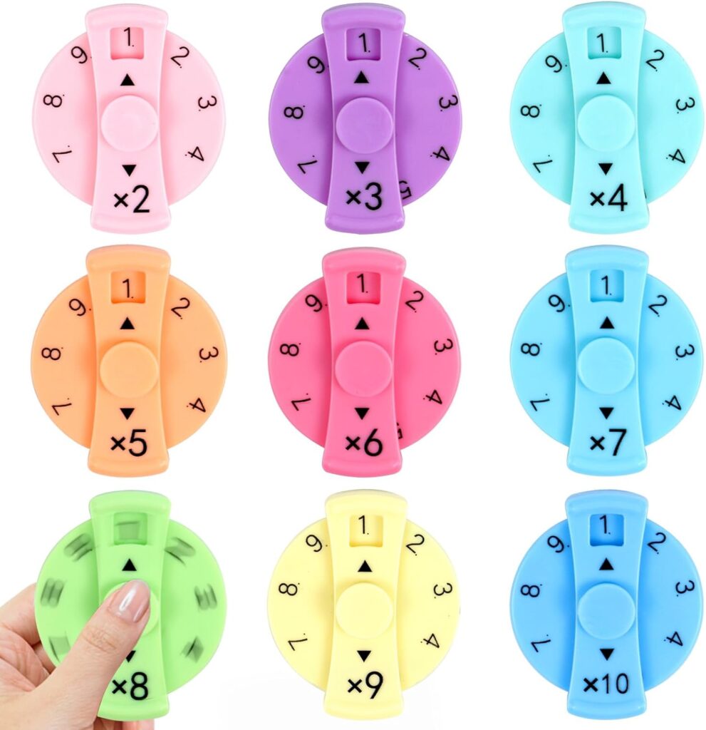 9 Pcs Math Fidget Spinners, Math Fidget Toy for Adults, Learn Multiplication and Division with The Math Spinners, Math Game for Home Classroom Prizes