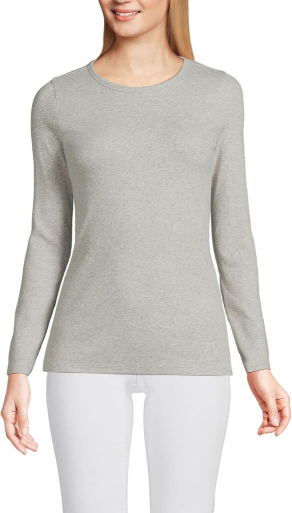 Lands’ End Women’s Cotton Rib Knit T-Shirt