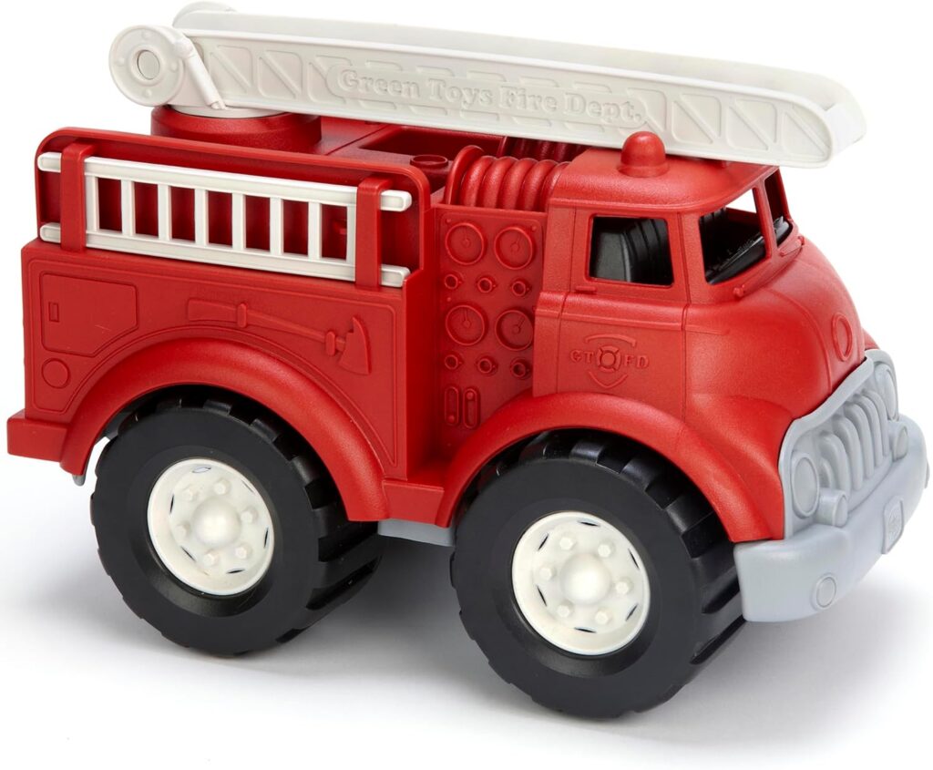 Green Toys Fire Truck – BPA , Phthalates Free Imaginative Play Toy for Improving Fine , Gross Motor Skills. for Kids,Red
