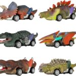 DINOBROS Dinosaur Toy Pull Back Cars,6 Pack Dino Toys for 3 Year Old Boys Girls and Toddlers,Boy Toys Age 3,4,5 and Up,Pull Back Toy Cars,Dinosaur Games with T-Rex