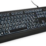 Large Print Backlit Keyboard, USB Wired Computer Keyboard, Full Size Keyboard with White Illuminated LED Compatible for Windows Desktop, Laptop, PC, Gaming, Black