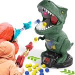 Dinosaur Toys Shooting Game for Kids 3 4 5 6 7 8, T-Rex Dinosaur Toys with 2 Air Pump Launchers and 48 Foam Bullets, Interactive Competition Game Gift for Boys Ages 3-5 5-8 Years Old