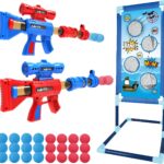 YEEBAY Shooting Game Toy for Age 6, 7, 8,9,10+ Years Old Kids, Boys – 2pk Air Guns & Shooting Target & 24 Foam Balls – Ideal Gift – Compatible with Toy Guns