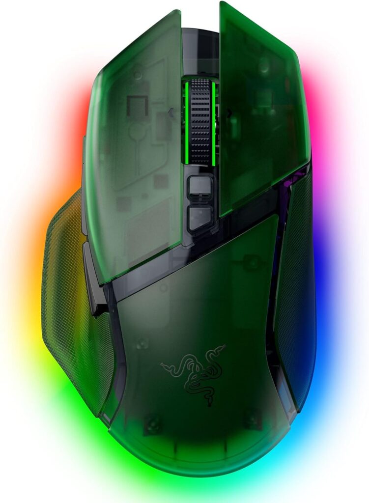 Razer Basilisk V3 Pro 35K Wireless Gaming Mouse: HyperScroll Tilt Wheel – 35K DPI Optical Sensor Gen 2-13 Customizable Controls – RGB – Optical Switches Gen 3 – Up to 140 Hr Battery – Phantom Green