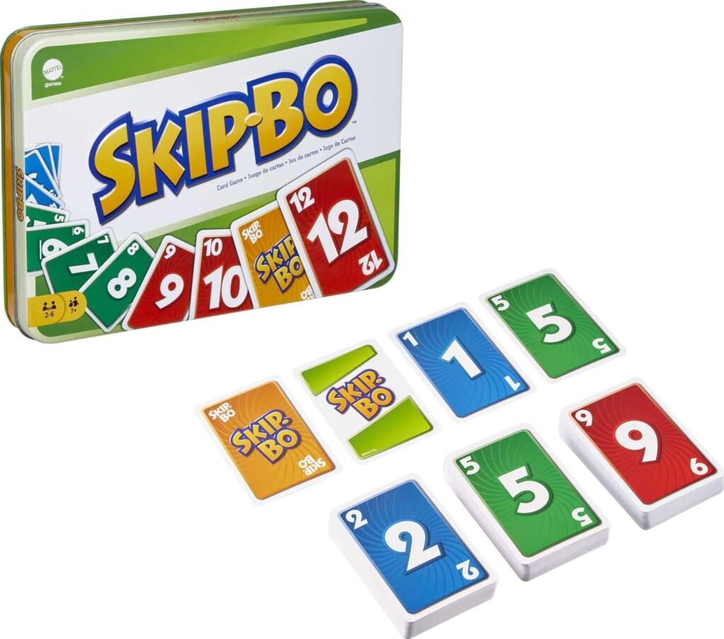 Mattel Games Skip-Bo Card Game in Collectible Storage Tin for Kids, Adults, Families, Parties & Travel, 2 to 6 Players (Amazon Exclusive)