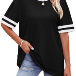 WIHOLL Womens T Shirts Loose Fit Short Sleeve Tees Crew Neck Color Block Summer Tops 2025 Fashion