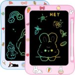 [2 Pack] Genialba LCD Writing Tablet for Kids, Colorful Screen Drawing Board for 3-7 Year Old Boys & Girls – Educational Toys for Birthday & Christmas (Penguin&Rabbit)