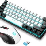 Snpurdiri 2.4G Wireless Gaming Keyboard and Mouse Combo, Include Mini 60% Merchanical Feel RGB Backlit Keyboard, Ergonomic Vertical Feel Small Wireless Mouse(Black and White)