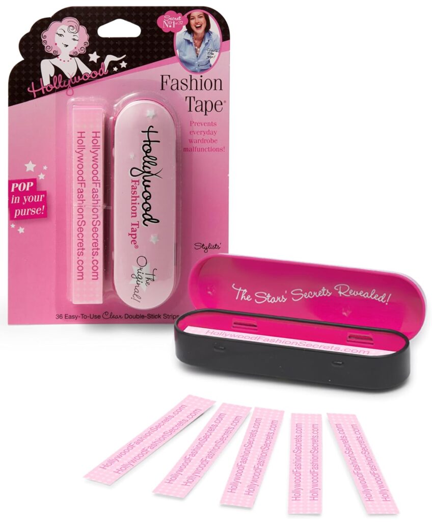 Hollywood Fashion Secrets Fashion Tape Strips, Double-Sided Tape for Clothes, Clear Adhesive Strips for Wardrobe Malfunctions, 36 ct