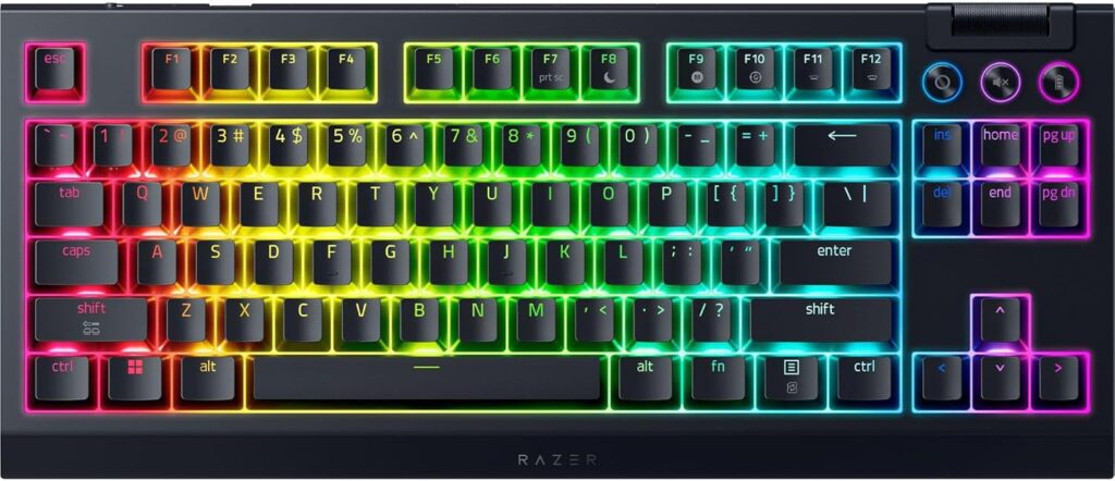 Razer BlackWidow V4 TKL HyperSpeed Wireless Hot Swappable Gaming Keyboard: Orange Tactile Switches – Wireless & Bluetooth – Multi-Function Roller & Control Buttons – Chroma RGB – Long Battery Life