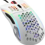 Glorious Model D Wired Gaming Mouse – 68g Superlight Honeycomb Design, RGB, Ergonomic, Pixart 3360 Sensor, Omron Switches, PTFE Feet, 6 Buttons – Matte White