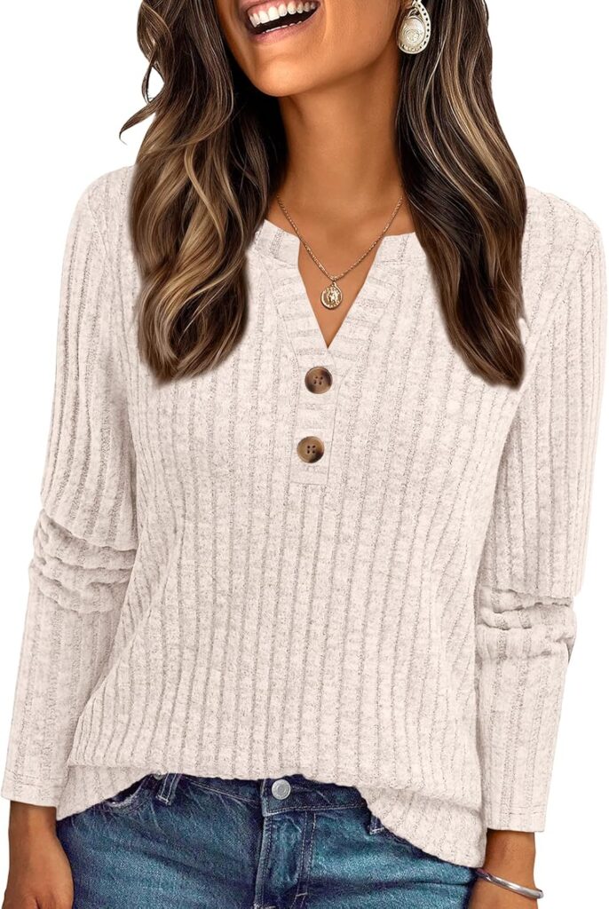 AUTOMET Women’s Long Sleeve Henley Shirts Fall Lightweight Sweaters Dressy Casual Tunic Tops Fashion Clothes 2025