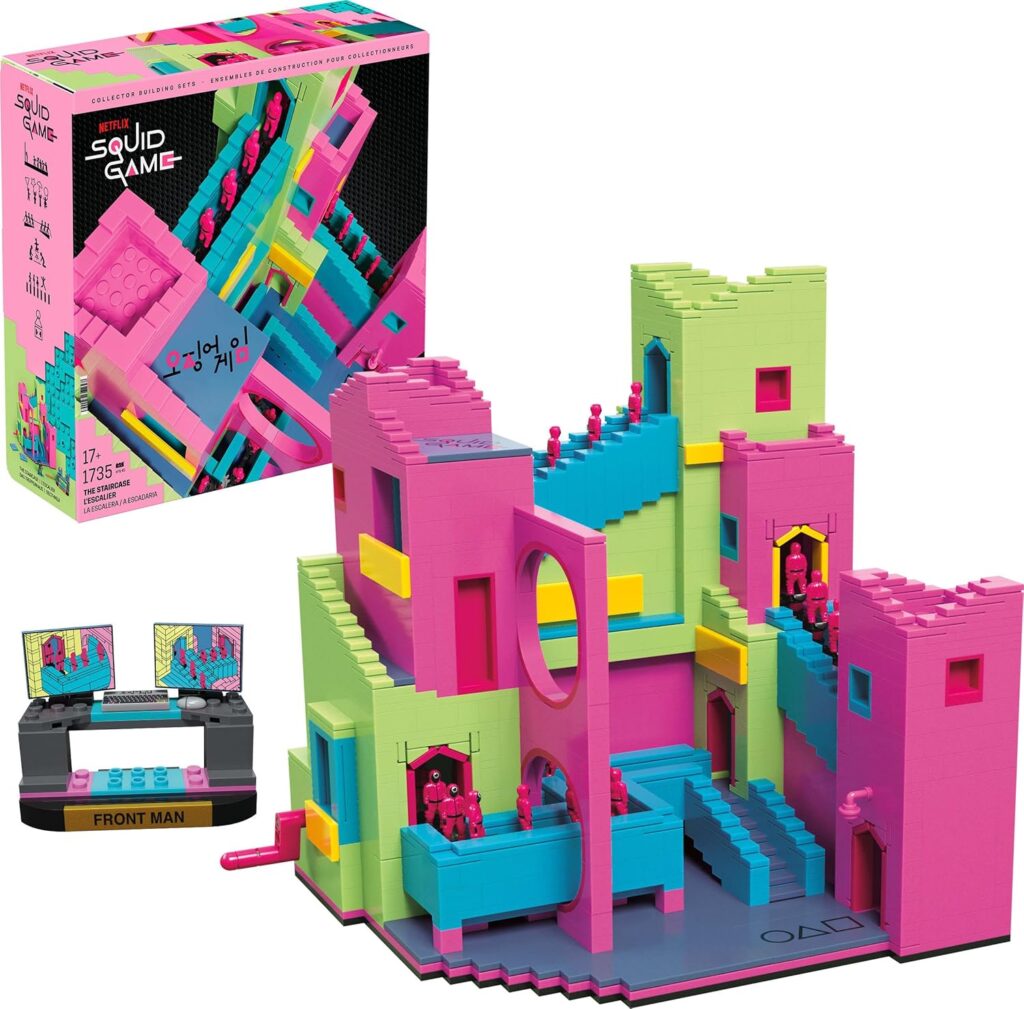 MEGA Squid Game Action Figure Building Toy The Staircase with 1707 Pieces, Motion and Poseable Figure, for Collectors