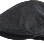 Wonderful Fashion Men’s Classic Herringbone Tweed Wool Blend Newsboy Ivy Hat (Large/X-Large, Charcoal)