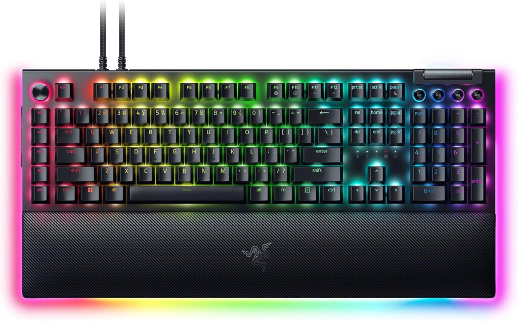 Razer BlackWidow V4 Pro Wired Mechanical Gaming Keyboard: Orange Switches Tactile & Quiet – Doubleshot ABS Keycaps – Command Dial – Chroma RGB – Magnetic Wrist Rest – Snap Tap