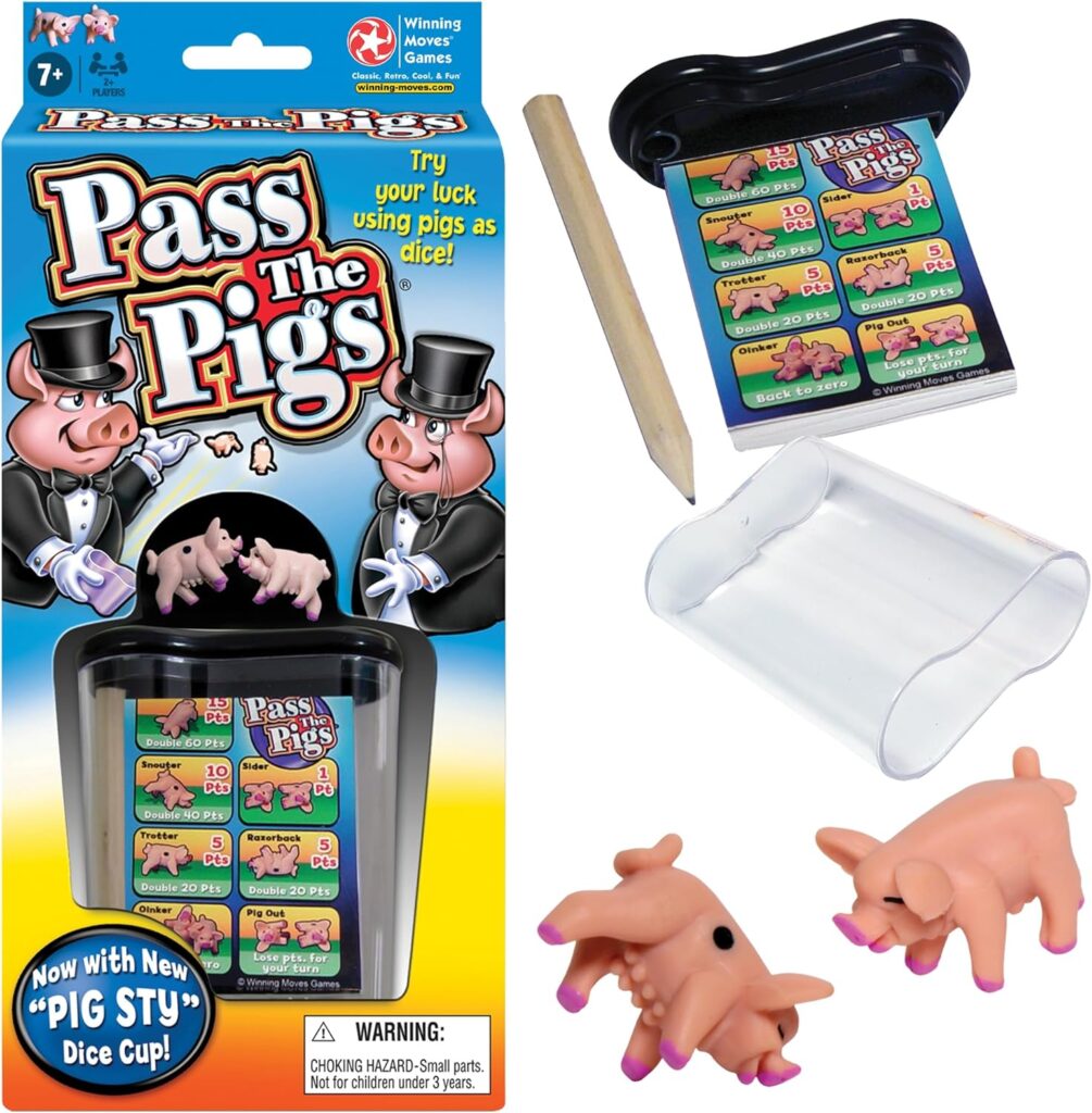 Pass The Pigs by Winning Moves Games USA, a Hilarious Pig Dice Game, Family Favorite for Over 40 Years, for 2 or More Players, Ages 7+ (1046)