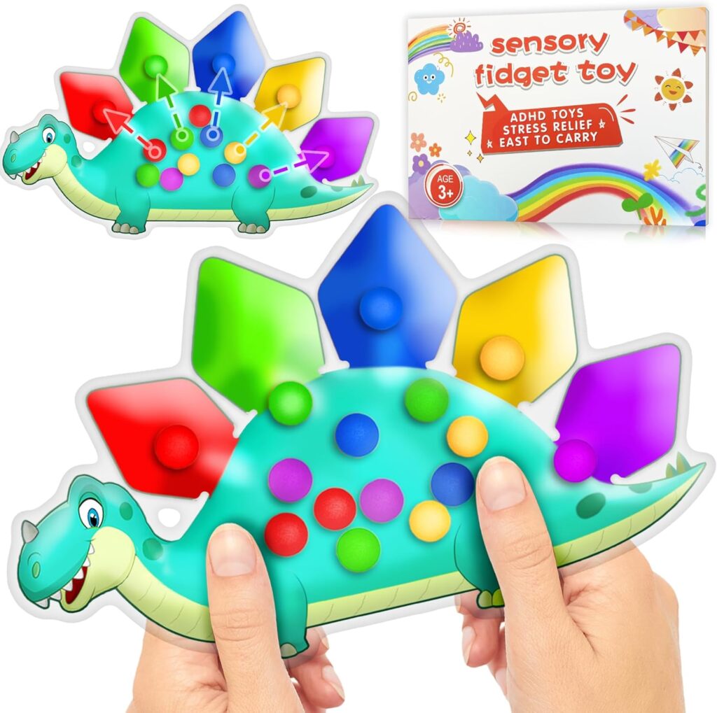 Dinosaur Color Sorting Sensory Toy for Toddler Activities Fine Motor Matching Game Roadtrip Travel Essential Autism Fidget for Preschool Classroom Christmas Stocking Stuffers Gift for Kid 3-5 Year Old