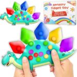 Dinosaur Color Sorting Sensory Toy for Toddler Activities Fine Motor Matching Game Roadtrip Travel Essential Autism Fidget for Preschool Classroom Christmas Stocking Stuffers Gift for Kid 3-5 Year Old