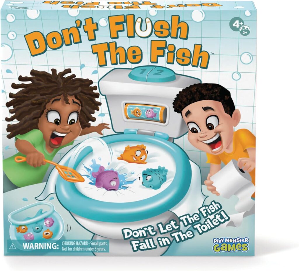 PlayMonster Dont Flush The Fish Board Games for Kids – Strategy Board Games for Family Game Night for Kids and Adults, Fun Balancing Game, Preschool, Toddler Toys, Ages 4+