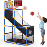 JOYIN Sports Toy LED Lightscore Arcade Basketball Game Set for Kids Ages 3–12– Includes Electronic Scoreboard, Cheer Sound Effects, 4 Balls & Hoop | Indoor/Outdoor for Kids | Easy to Assemble