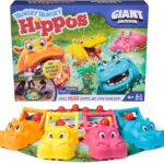 Spin Master Games, Hungry Hungry Hippos Giant Edition, Family Game for Indoor & Outdoor Play with Oversized Board, Preschool Activity, Screenless Activity for Kids, 2-4 Players, Ages 4 & Up