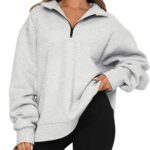 Trendy Queen Womens Oversized Sweatshirts Fall Sweaters Fashion Hoodies Half Zip Pullover Long Sleeve Shirts Clothes