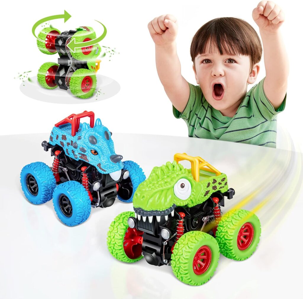 LODBY Dinosaur Toys for 2 3 4 5 Year Old Boys – Monster Truck Toys for Toddlers Boys Ages 2-4-6 – Push and Go Cars Dinosaur Toys for Kids 3-5 Year Old Boy Christmas Birthday Gifts