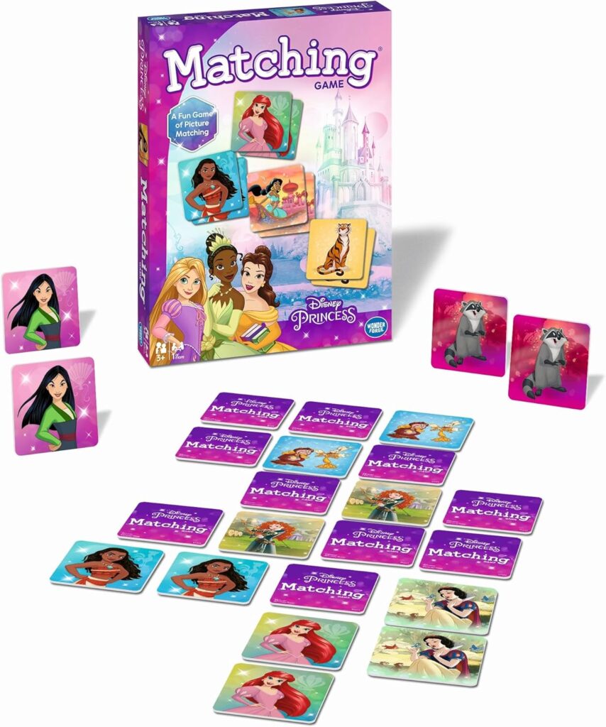 Wonder Forge Disney Princess Matching Game – Fun Memory Game for Kids Ages 3 and Up – Toddler Learning Toy Featuring Belle, Ariel, and Elsa and more Disney Princesses – Packaging May Vary