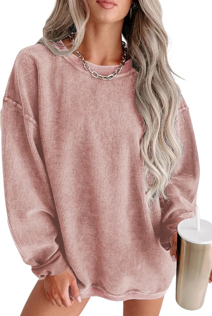 Women’s Casual Corduroy Sweatshirts 2025 – Comfortable Long Sleeve Crewneck Pullovers for Fall and Winter
