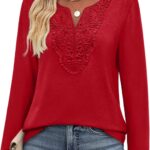 XIEERDUO Boho Tops for Women Blouses Dressy Casual V Neck Long Sleeve Shirts Fall Outfits Trendy Vacation Clothes