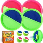 Shemira Toss and Catch Ball Game Set, Beach Pool Yard Outdoor Toys Games for Kids Ages 4-8-12, Lawn Beach Camping Outdoor Games for Adult Family, Birthday Summer Gifts for Kids, 4 Paddles 4 Balls