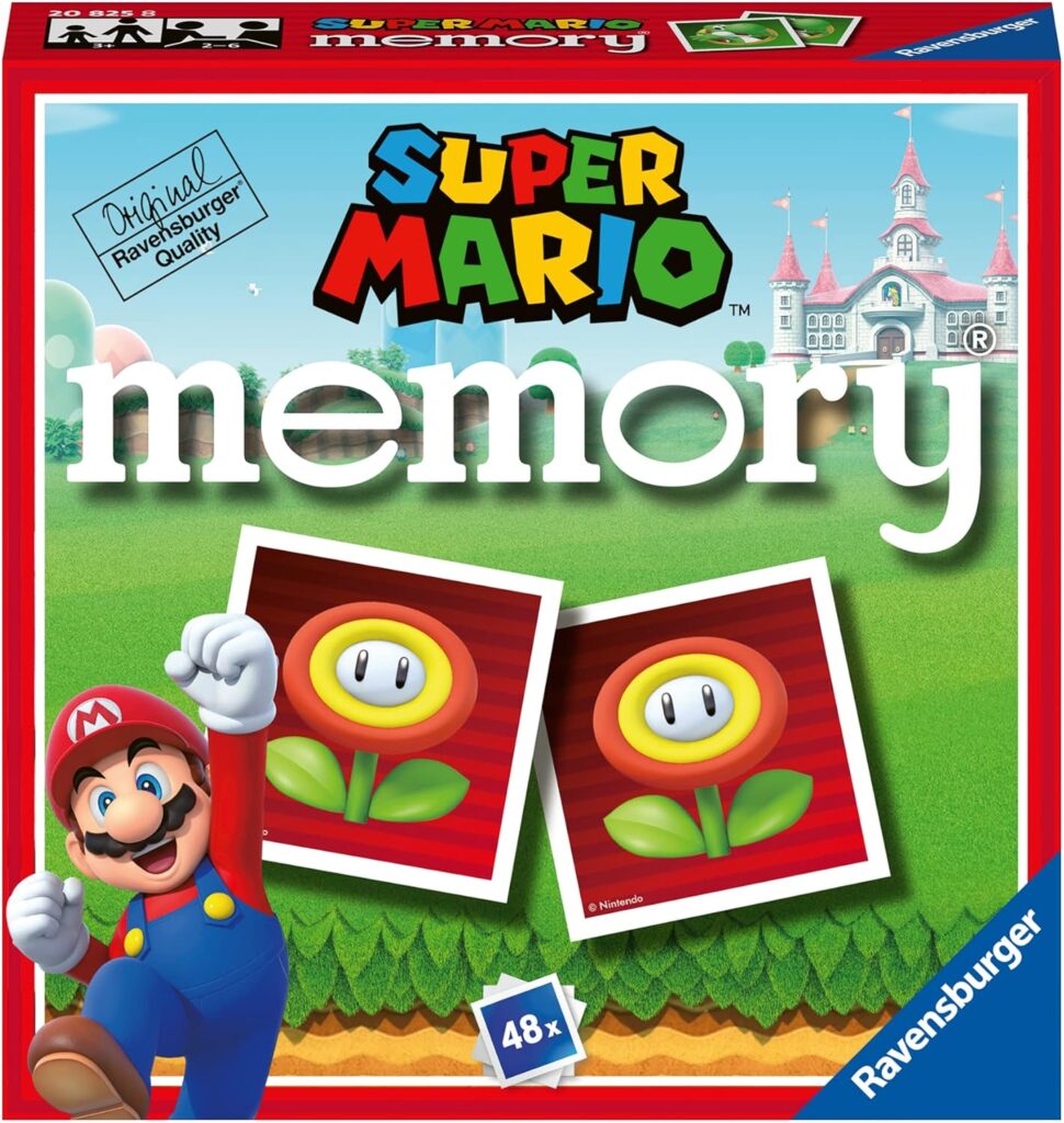 Ravensburger – Memory Super Mario, Board Game, Memory Game for Children 3 Years or Older, 48 Cards, 2 to 6 Players, Italian Version