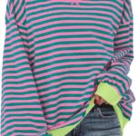 ANRABESS Women Striped Sweatshirts Oversized Crewneck Long Sleeve Shirts Y2K Pullover Top 2025 Fall Outfits Fashion Clothes