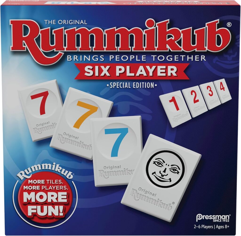 Rummikub Six Player Edition – The Classic Rummy Tile Game – More Tiles and More Players for More Fun! by Pressman , Blue