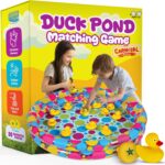 Gamie Duck Pond Matching Carnival Game for Kids, 36″ x 6″ Inflatable Pool & 20 Plastic Ducks with Numbers, Water Outdoor Game for Kids, Fun Memory Game for Backyard, Birthday Party Field Day Games