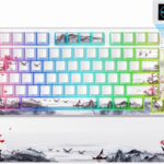 Womier 75% Wireless Mechanical Keyboard with Color Multimedia Screen Gaming Keyboard, Theme 3-Modes Hot Swappable Key Board w/Wrist Rest,SK80 PRO Gasket RGB Custom for Mac/Win,Red Plum